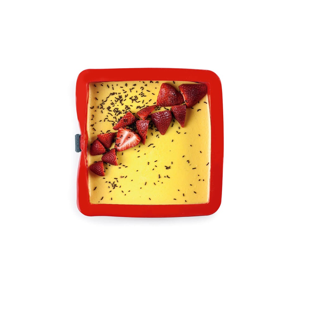 Molde rectangular desmontable con pinza y plato de cristal 25 cm - Ibili