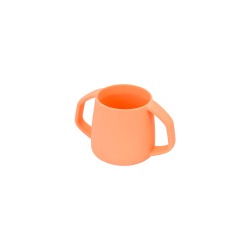 Vaso con asas para bebés de silicona platino, naranja - Lurch